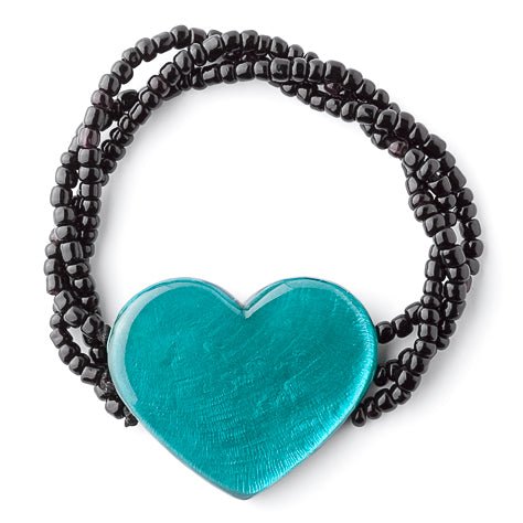 Teal Shell Heart Bracelet | The Jewellery Stop