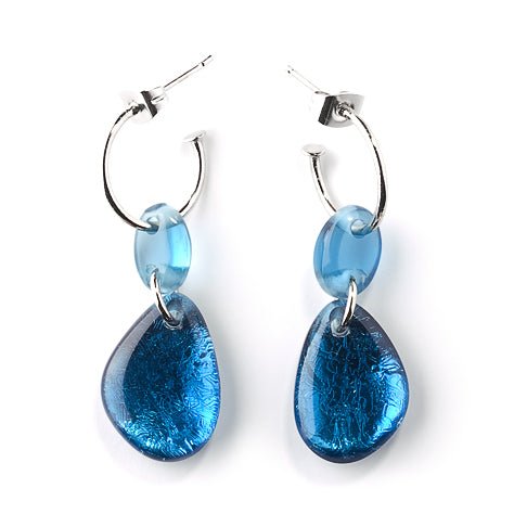 Blue Eclectic Pebble Creole Earrings | The Jewellery Stop