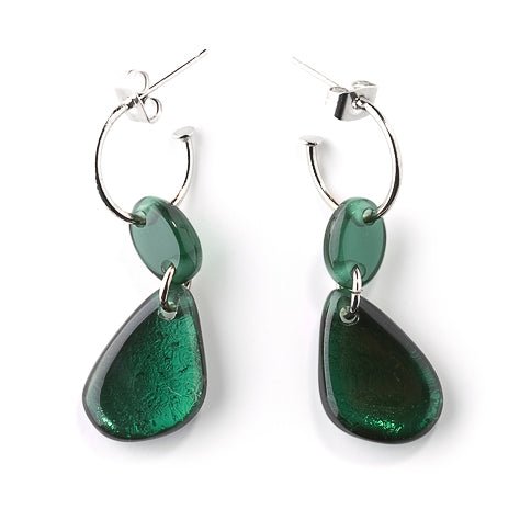 Emerald Eclectic Pebble Creole Earrings | The Jewellery Stop