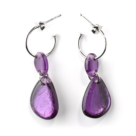 Purple Eclectic Pebble Creole Earrings | The Jewellery Stop