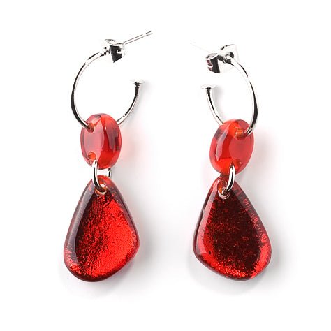 Red Eclectic Pebble Creole Earrings | The Jewellery Stop
