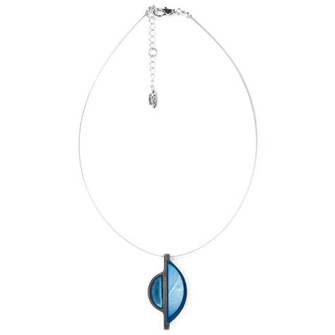 Blue Deco Moon Pendant | The Jewellery Stop