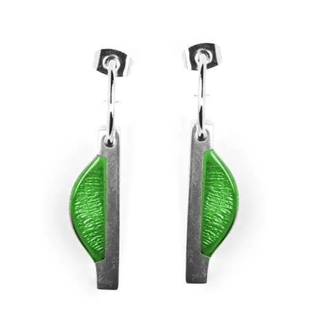 Green Deco Moon Creole Earrings | The Jewellery Stop