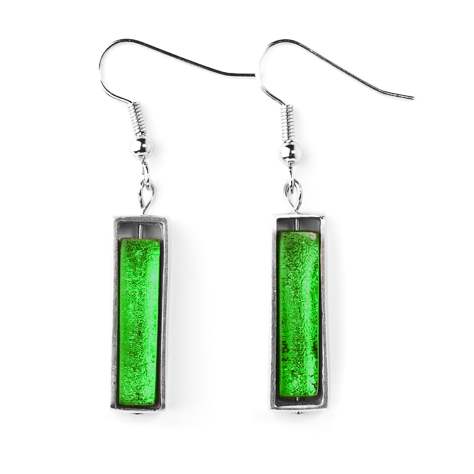 Green Caged Line Fish Hook Earrings | The Jewellery Stop