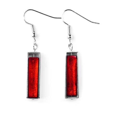 Red Caged Line Fish Hook Earrings | The Jewellery Stop