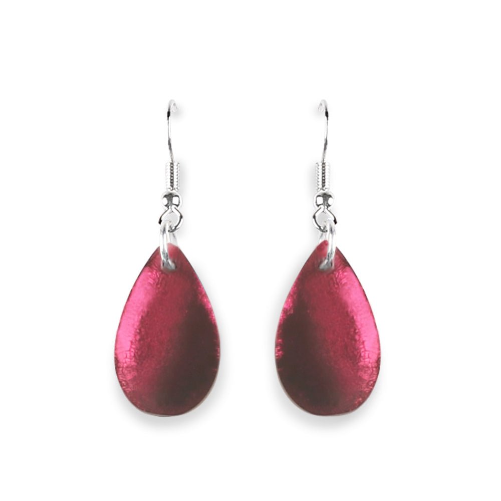 Raspberry Flower Petal Fish Hook Earrings | The Jewellery Stop