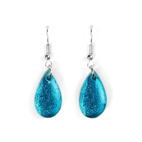 Teal Flower Petal Fish Hook Earrings | The Jewellery Stop