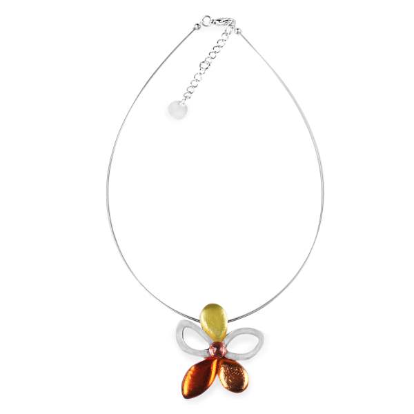 Apricot Eclectic Flower Pendant on Wire | The Jewellery Stop