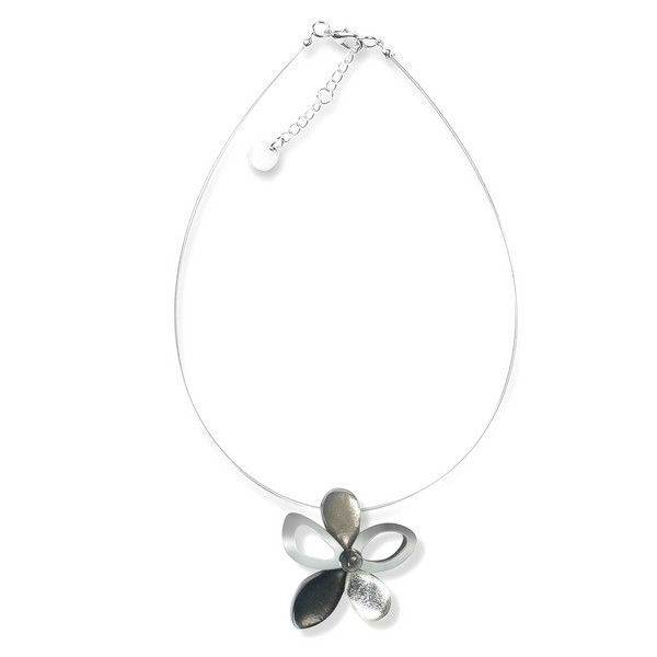 Black Eclectic Flower Pendant on Wire | The Jewellery Stop