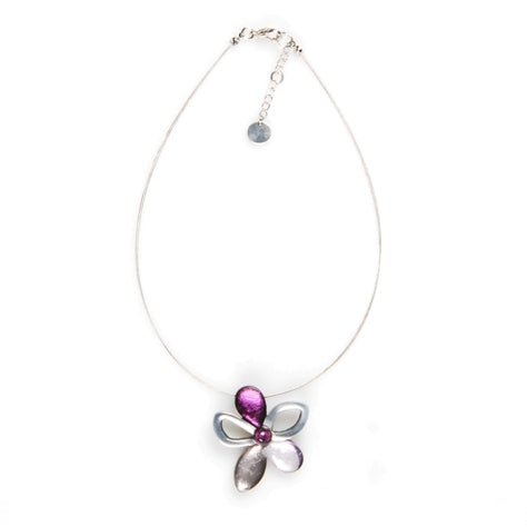Purple Eclectic Flower Pendant on Wire | The Jewellery Stop