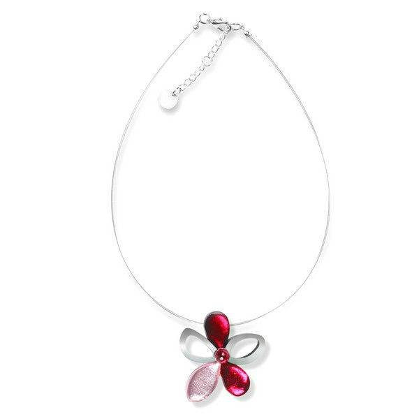 Raspberry Eclectic Flower Pendant on Wire | The Jewellery Stop