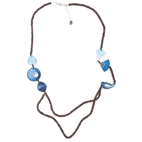 Navy Oriental Mix Long Necklace | The Jewellery Stop