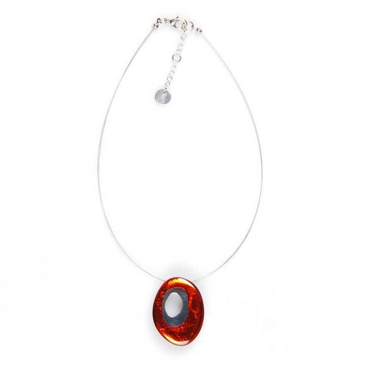 Orange Oval Pewter Pendant | The Jewellery Stop