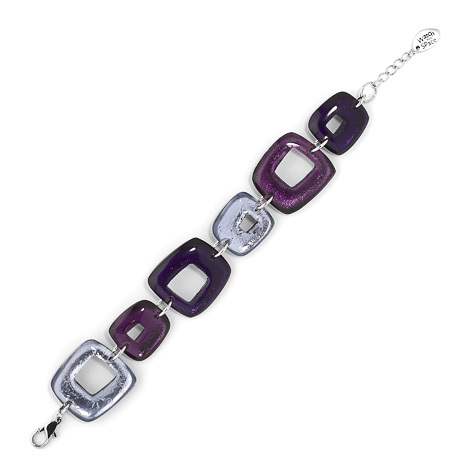 Purple Hollow Squares Bracelet | The Jewellery Stop