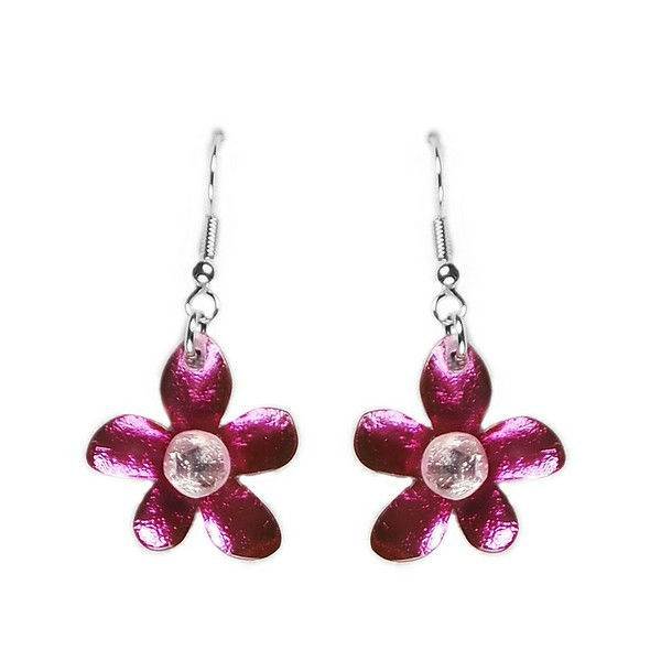 Pink Flower Fish Hook Earrings | The Jewellery Stop