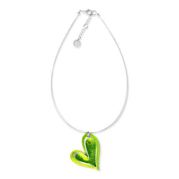 Green Linear Heart Large Pendant | The Jewellery Stop