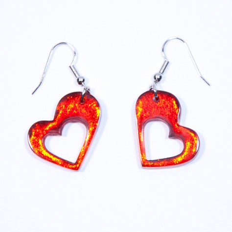 Amber Hollow Heart Fish Hook Earrings | The Jewellery Stop