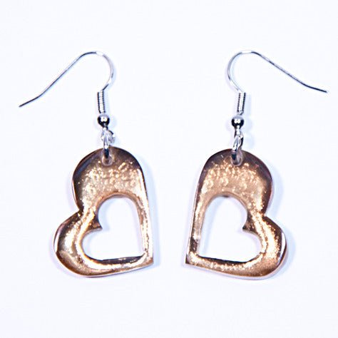 Gold Hollow Heart Fish Hook Earrings | The Jewellery Stop