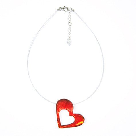 Amber Hollow Heart Pendant | The Jewellery Stop