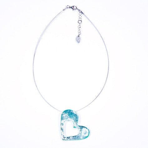 Aqua Hollow Heart Pendant | The Jewellery Stop
