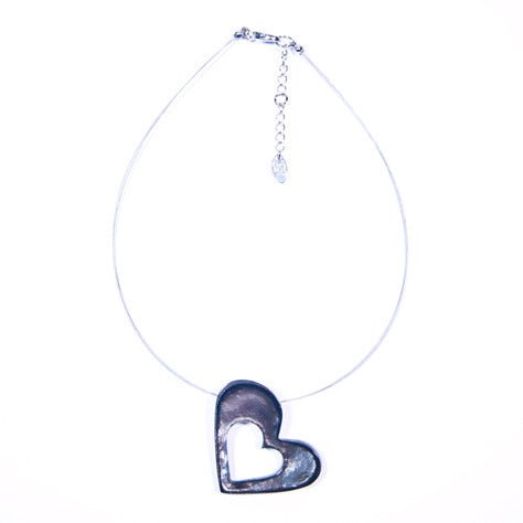 Black Hollow Heart Pendant | The Jewellery Stop