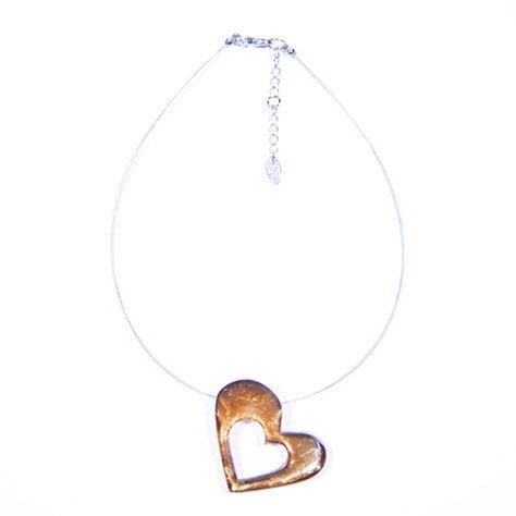 Gold Hollow Heart Pendant | The Jewellery Stop