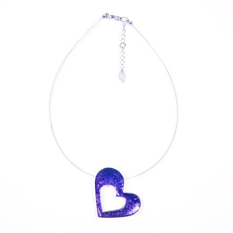 Purple Hollow Heart Pendant | The Jewellery Stop