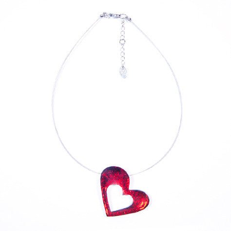 Red Hollow Heart Pendant | The Jewellery Stop