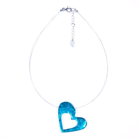 Teal Hollow Heart Pendant | The Jewellery Stop
