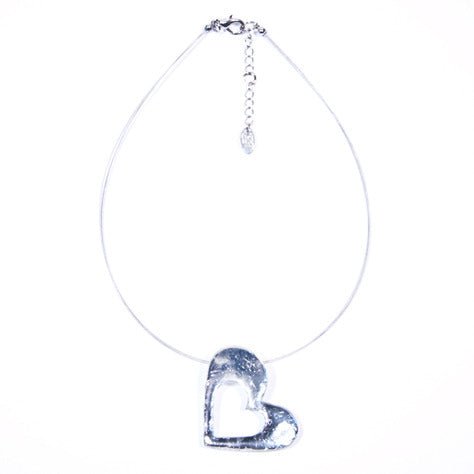White Hollow Heart Pendant | The Jewellery Stop