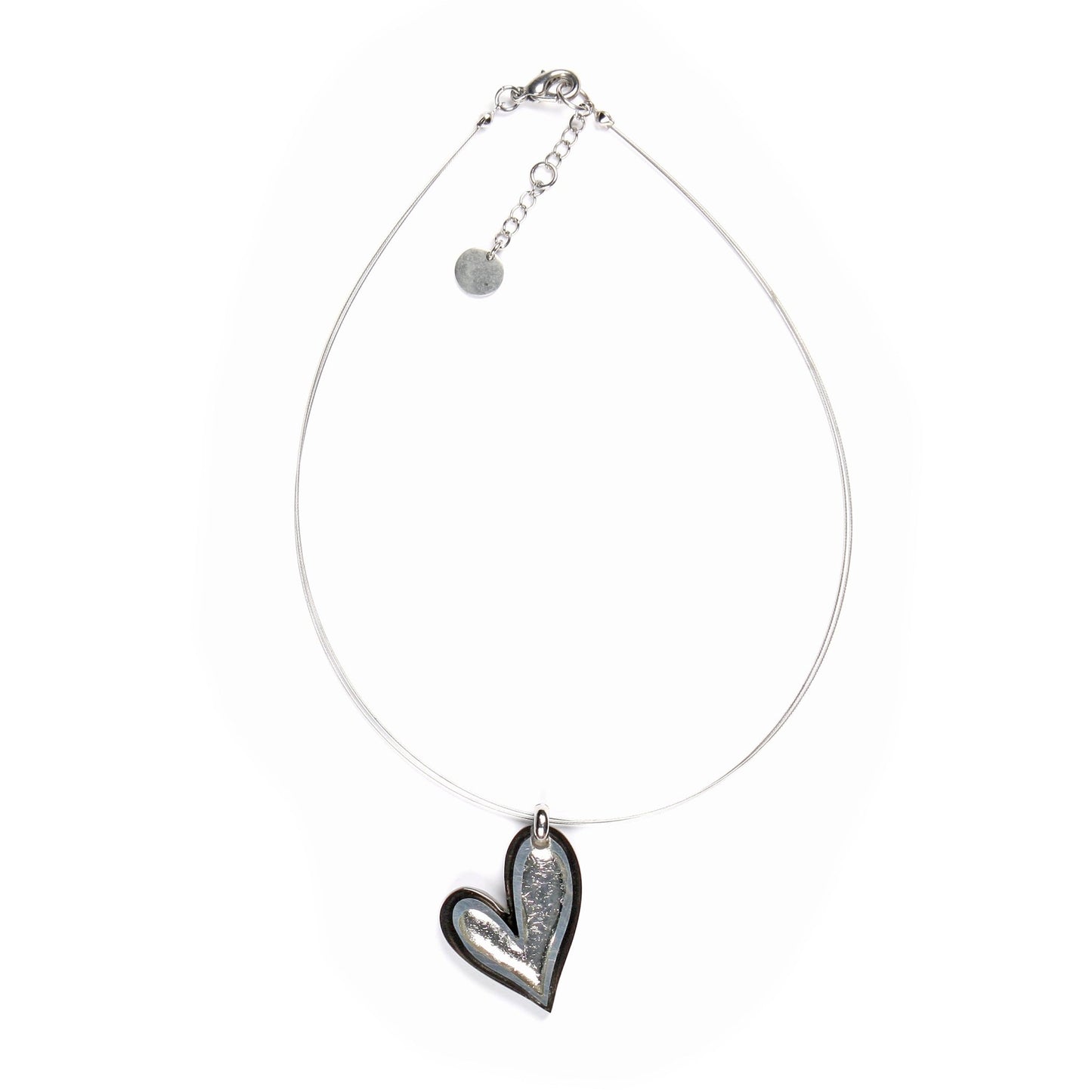 Black Linear Heart Small Pendant | The Jewellery Stop