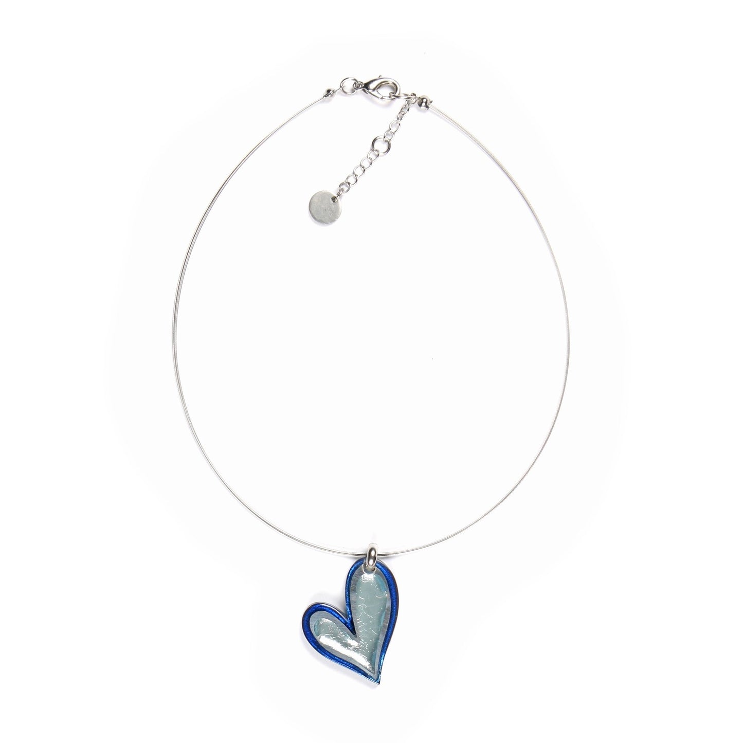 Navy Linear Heart Small Pendant | The Jewellery Stop