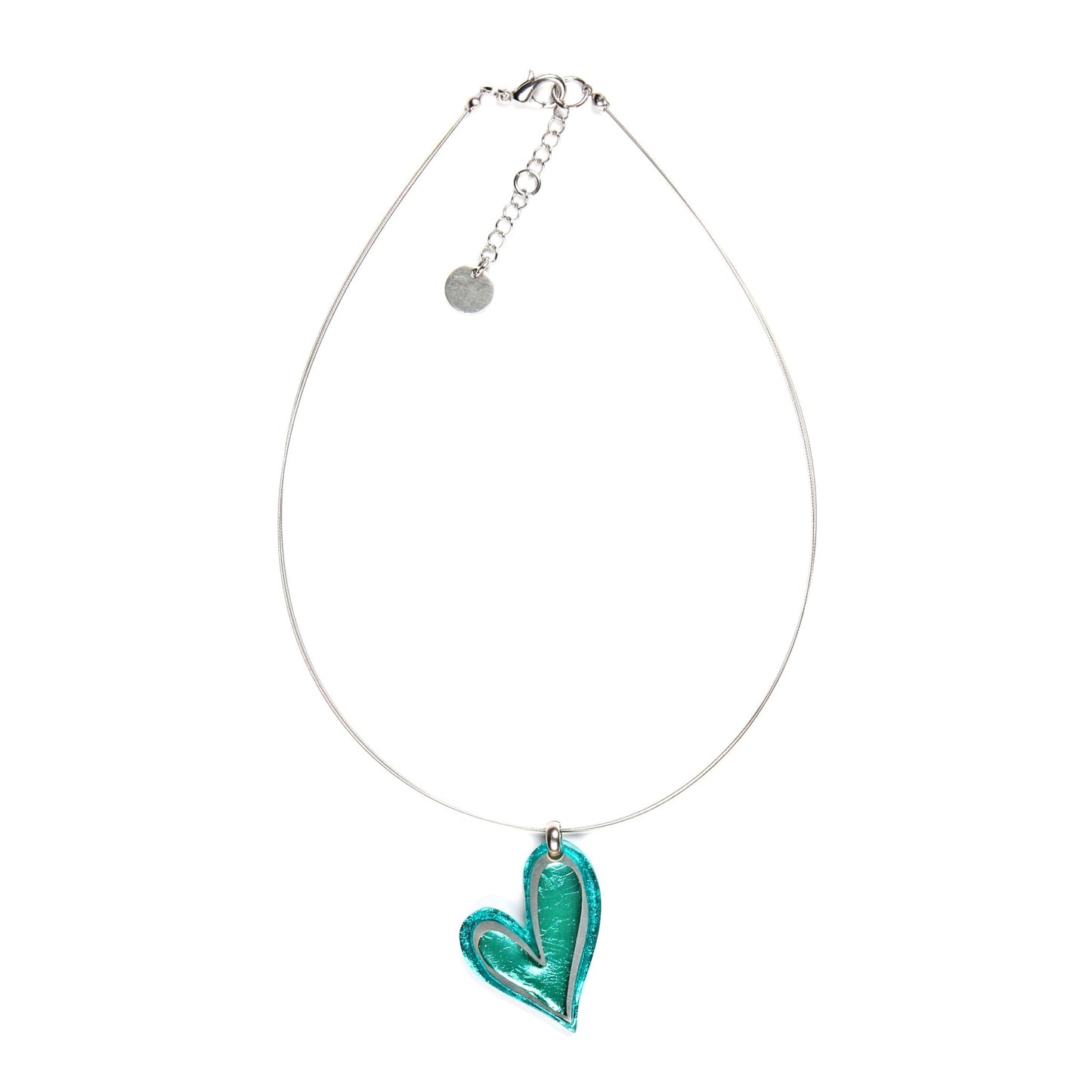Teal Linear Heart Small Pendant | The Jewellery Stop
