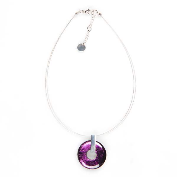 Purple Doughnut on Pewter Pendant | The Jewellery Stop