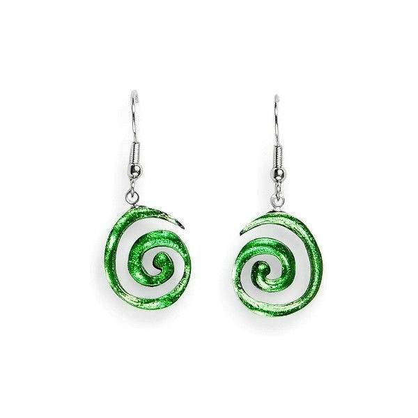 Green Spirals Fish Hook Earrings | The Jewellery Stop