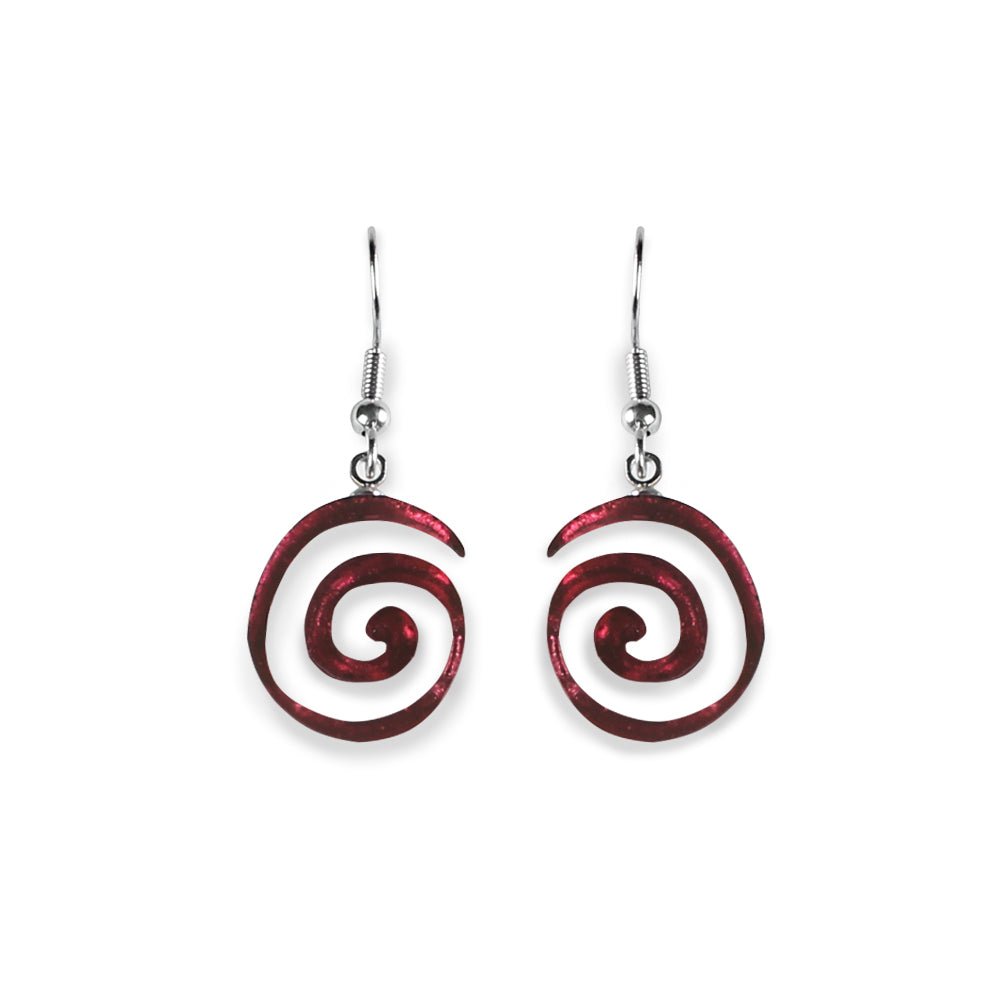 Raspberry Spirals Fish Hook Earrings | The Jewellery Stop