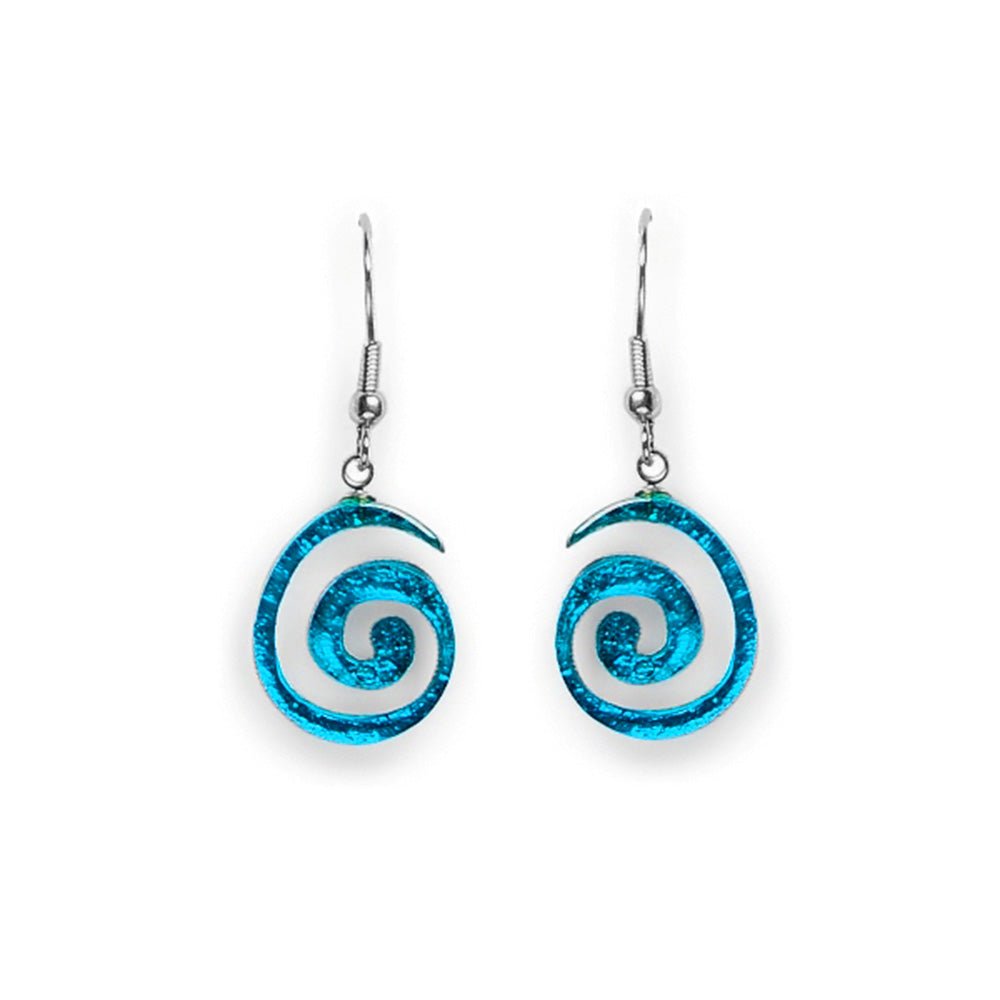 Teal Spirals Fish Hook Earrings | The Jewellery Stop