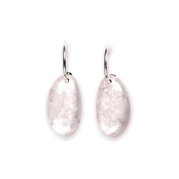 White Antique Pebble Creole Earrings | The Jewellery Stop