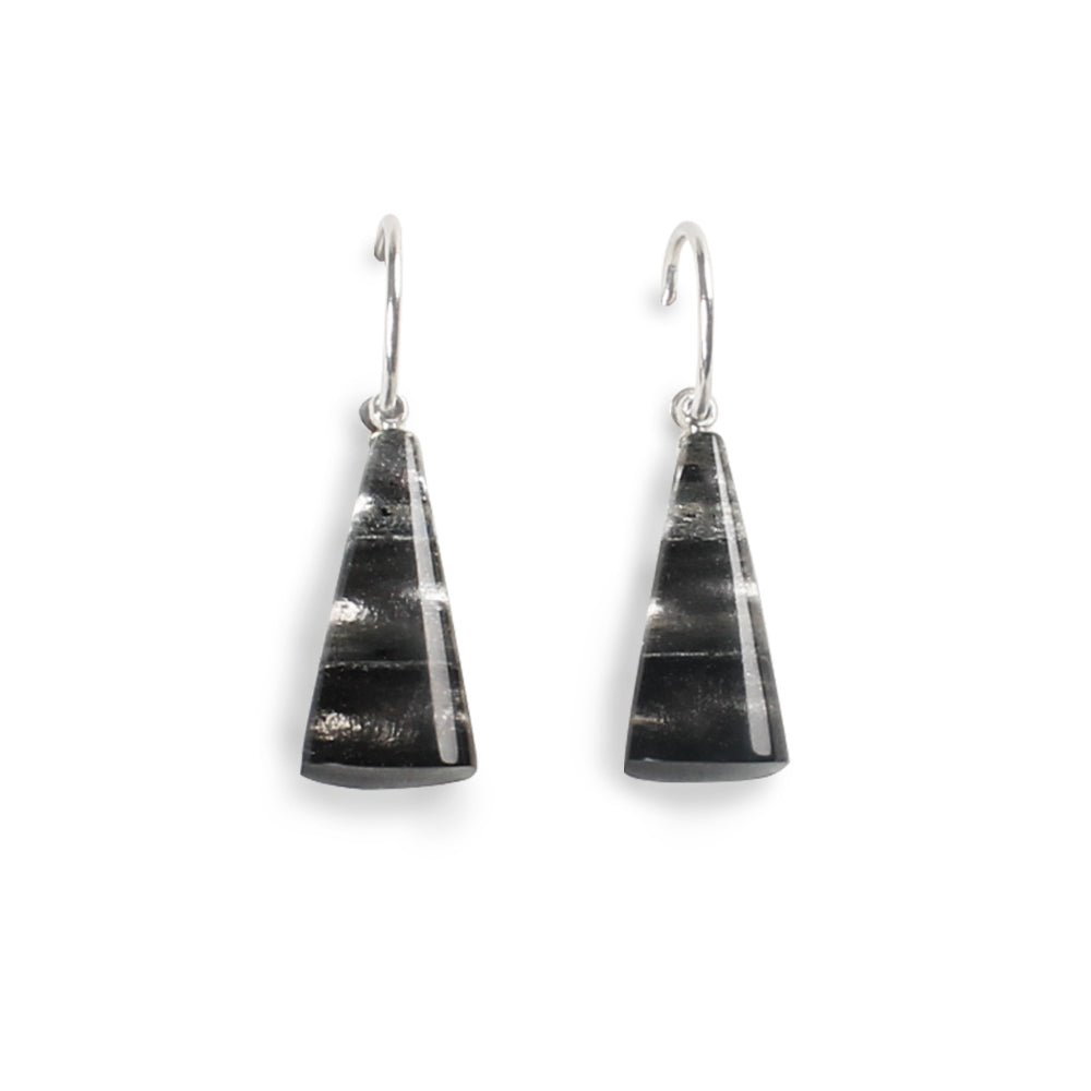 Black Deco Triangle Creole Earrings | The Jewellery Stop