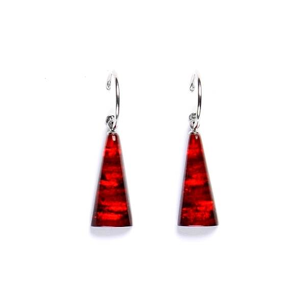 Red Deco Triangle Creole Earrings | The Jewellery Stop