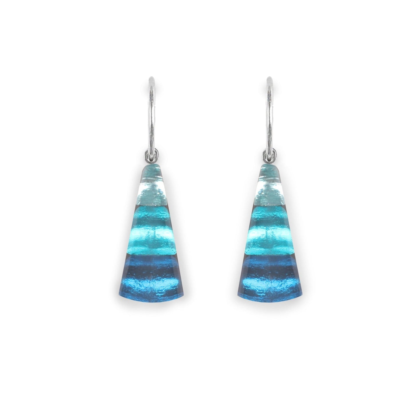 Teal Deco Triangle Creole Earrings | The Jewellery Stop