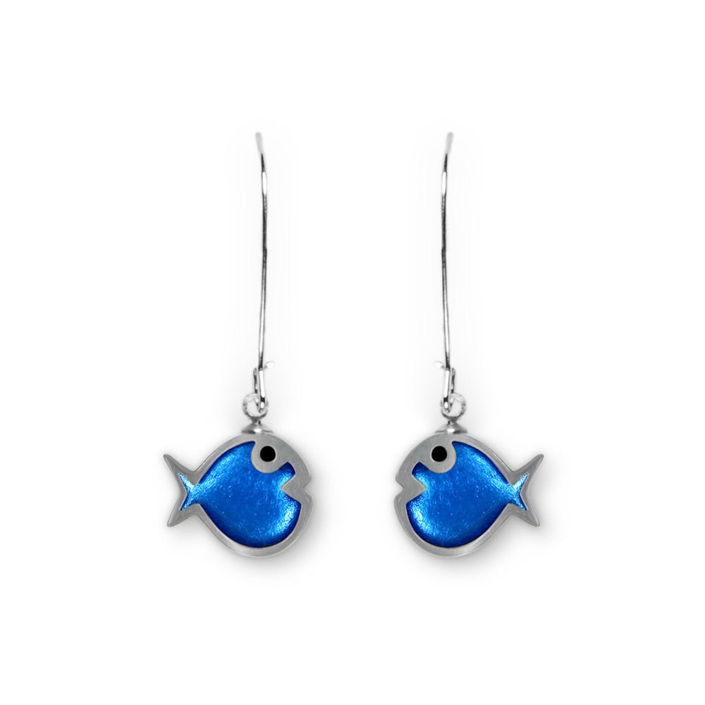 Blue Bubble Fish Long Hook Earrings | The Jewellery Stop
