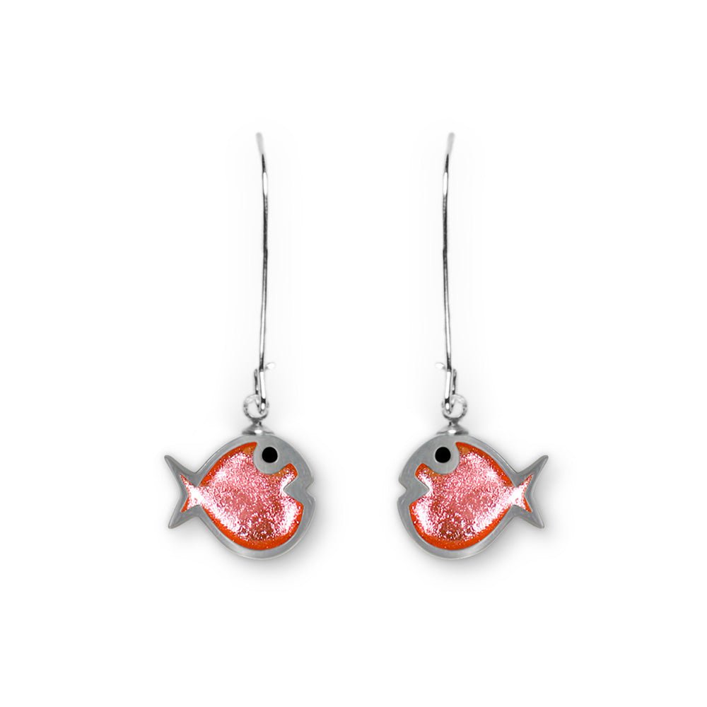 Coral Bubble Fish Long Hook Earrings | The Jewellery Stop