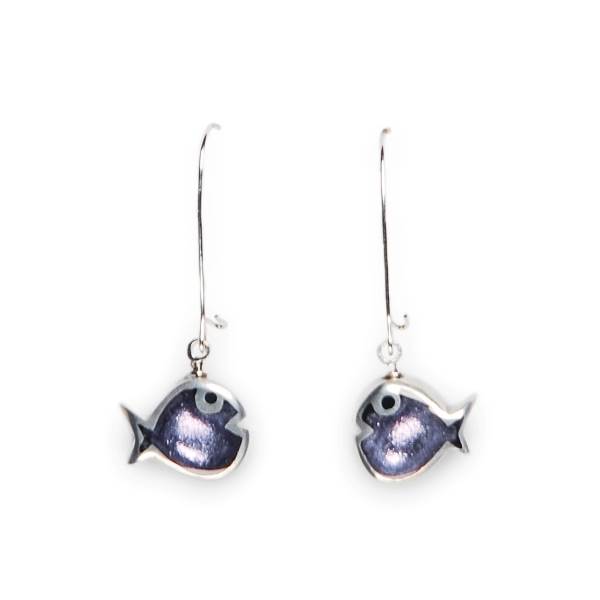 Lilac Bubble Fish Long Hook Earrings | The Jewellery Stop