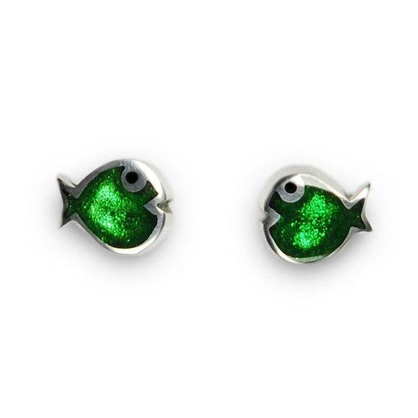 Green Bubble Fish Stud Earrings | The Jewellery Stop