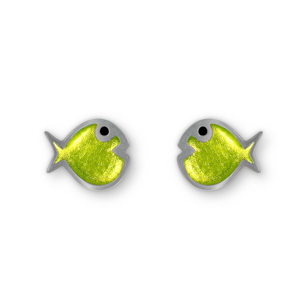 Lime Bubble Fish Stud Earrings | The Jewellery Stop