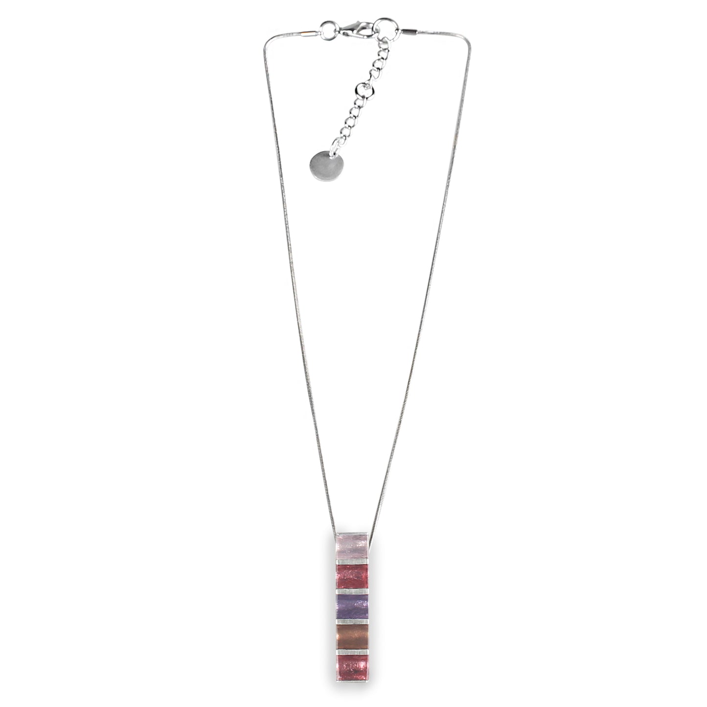 Blush Pewter Stripes Pendant on Chain | The Jewellery Stop