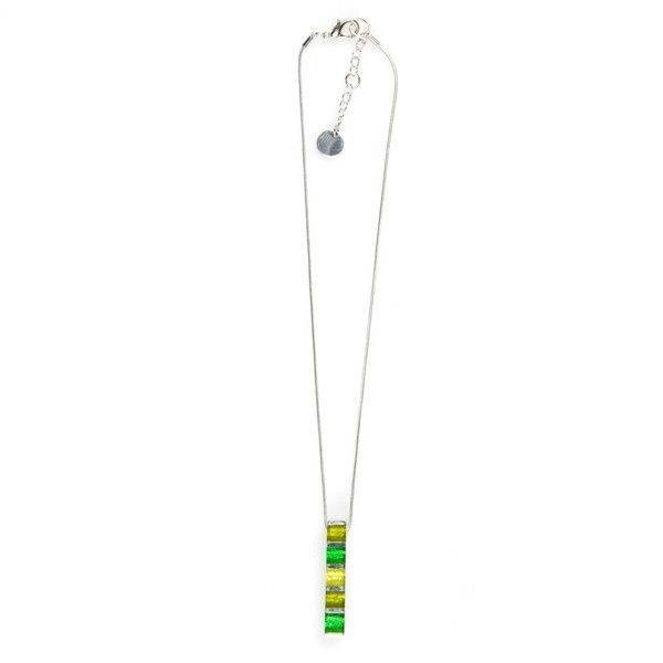Lime Pewter Stripes Pendant on Chain | The Jewellery Stop