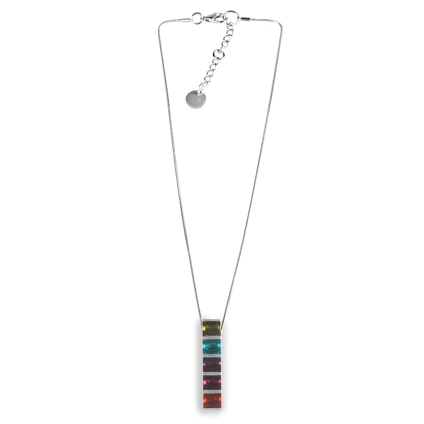 Rainbow Pewter Stripes Pendant on Chain | The Jewellery Stop