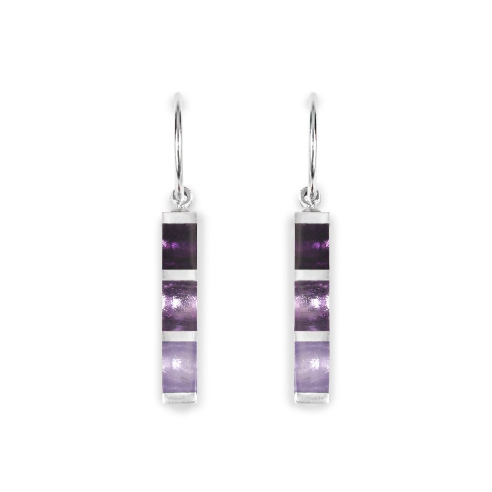 Aubergine Pewter Stripes Creole Earrings | The Jewellery Stop